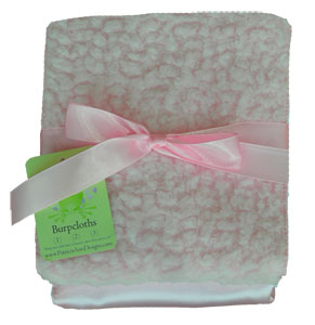 Bubblegum Pink Chenille and Satin Burpcloth Set of 2