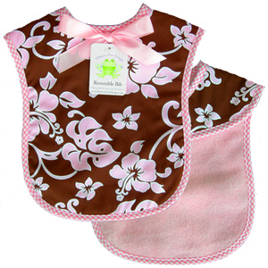 Pink & Chocolate Hibiscus Reversible Bib