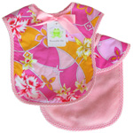 Pink & Tangerine Hibiscus Reversible Bib