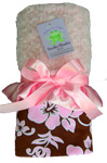 Pink & Chocolate Hibiscus Stroller Blanket