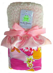Pink & Tangerine Hibiscus Stroller Blanket