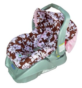 Pink & Chocolate Hibiscus Infant Carseat Cover