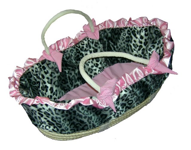 Snow Leopard Moses Basket - Pink-moses, basket, sleep, travel, bed, crib