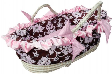 Pink & Chocolate Hibiscus Moses Basket