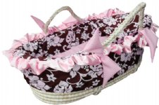 Pink & Chocolate Hibiscus Moses Basket