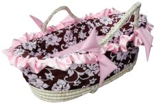 Pink & Chocolate Hibiscus Moses Basket