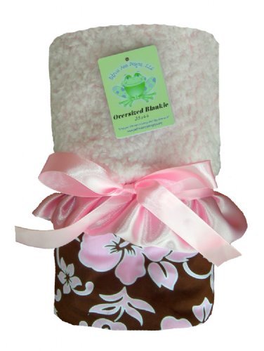Pink & Chocolate Hibiscus Oversized Blanket-hibiscus, flower, floral, blanket, minky, chenille