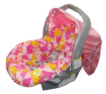 Pink & Tangerine Hibiscus Infant Carseat Cover