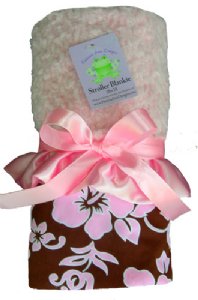 Pink & Chocolate Hibiscus Stroller Blanket