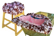 Pink & Chocolate Hibiscus Shopping Cart Cover / High Chair Cover